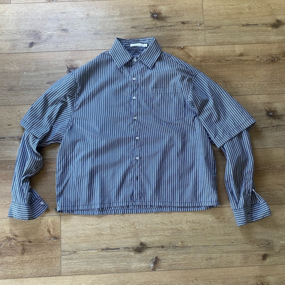 MNML Black and White Striped Casual Button-Down Shirt